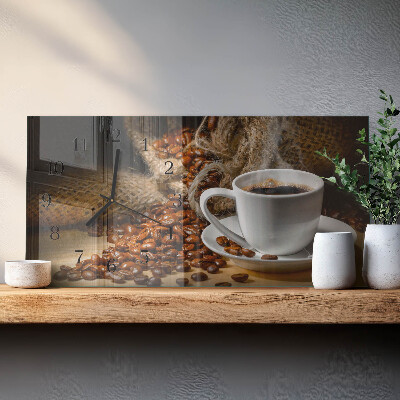 Rectangular glass clock horizontal Coffee infusion