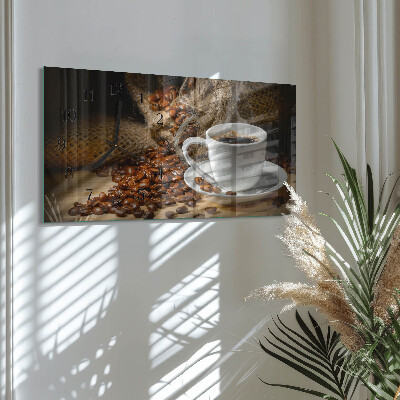 Rectangular glass clock horizontal Coffee infusion
