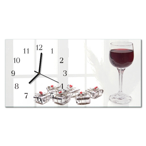 Glass wall clock horizontal Wine goblet