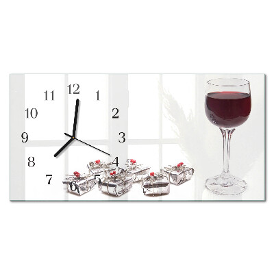 Glass wall clock horizontal Wine goblet