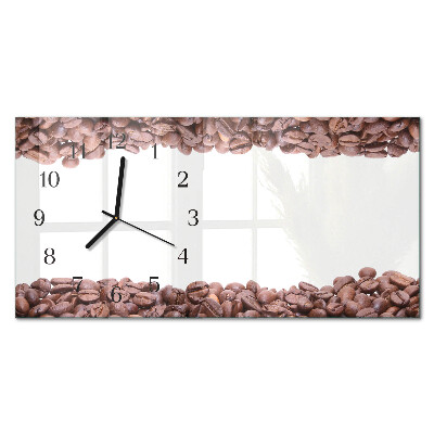 Rectangular glass clock horizontal Coffee beans