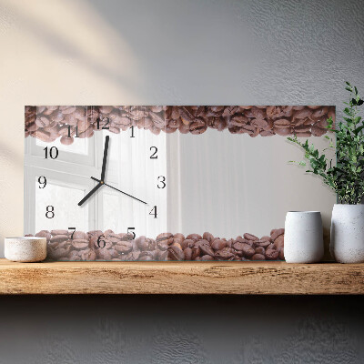 Rectangular glass clock horizontal Coffee beans