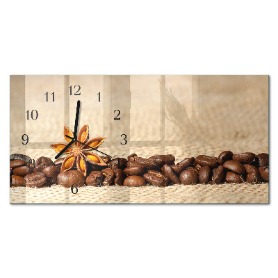 Glass wall clock horizontal Ground coffee