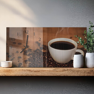 Glass wall clock horizontal Hot coffee infusion