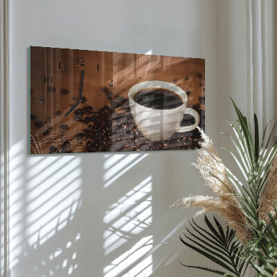 Glass wall clock horizontal Hot coffee infusion