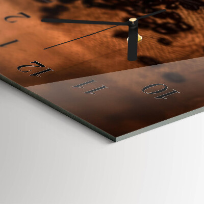 Glass wall clock horizontal Hot coffee infusion