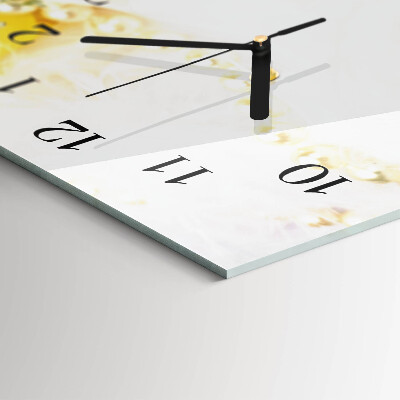 Rectangular glass clock horizontal Flower