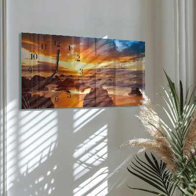 Rectangular glass clock horizontal Dusk falling