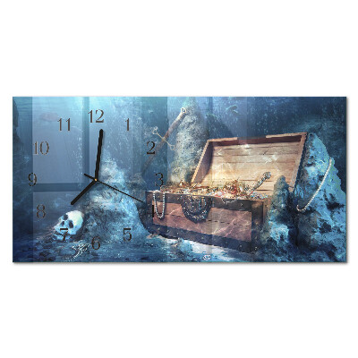 Rectangular glass clock horizontal Sunken valuables