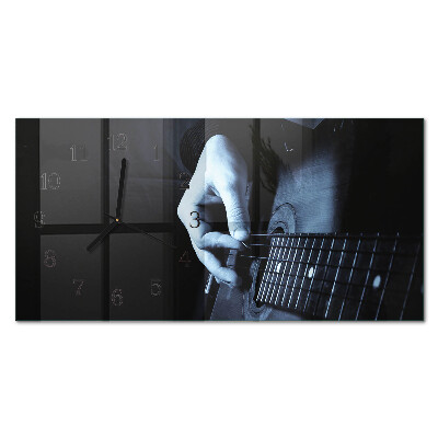 Horizontal rectangular wall clock Musical guitarist