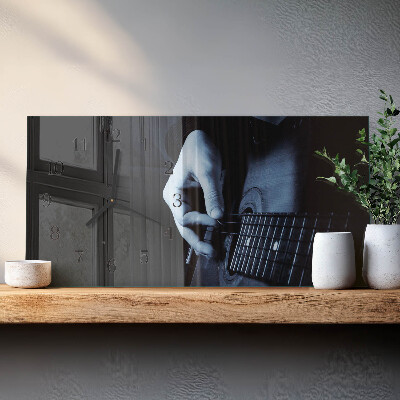 Horizontal rectangular wall clock Musical guitarist