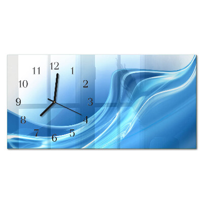 Rectangular glass clock horizontal Blue waves