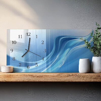 Rectangular glass clock horizontal Blue waves