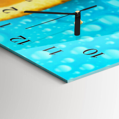 Rectangular glass clock horizontal Orange citrus