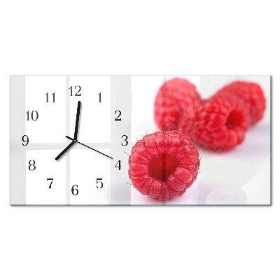 Rectangular glass clock horizontal Forest raspberries