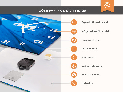 Rectangular glass clock horizontal Forest raspberries