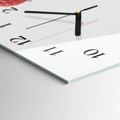 Horizontal rectangular wall clock Fresh raspberries