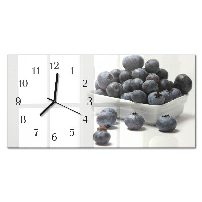 Glass wall clock horizontal Blueberries