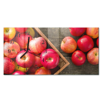 Rectangular glass clock horizontal Dessert apples
