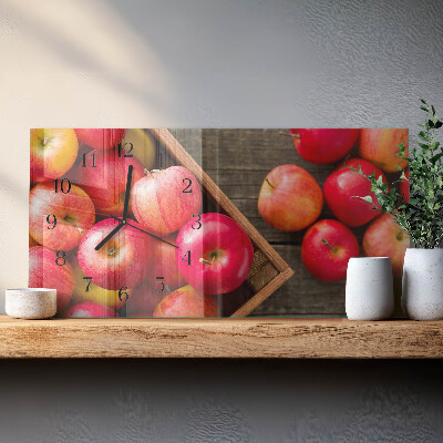 Rectangular glass clock horizontal Dessert apples