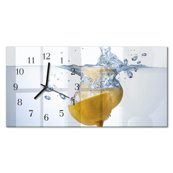 Horizontal wall clock A slice of lemon in water