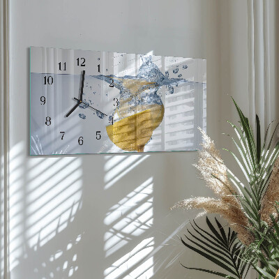 Horizontal wall clock A slice of lemon in water
