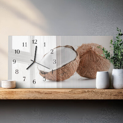 Glass wall clock horizontal Exotic coconuts