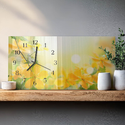 Rectangular glass clock horizontal Cut flowers