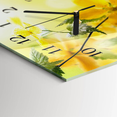 Rectangular glass clock horizontal Cut flowers