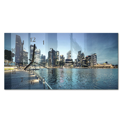 Glass wall clock horizontal City at night