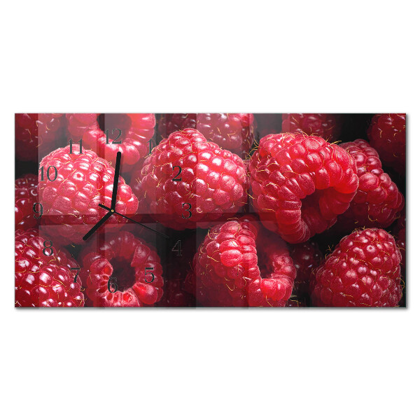 Rectangular glass clock horizontal Raspberry fruit