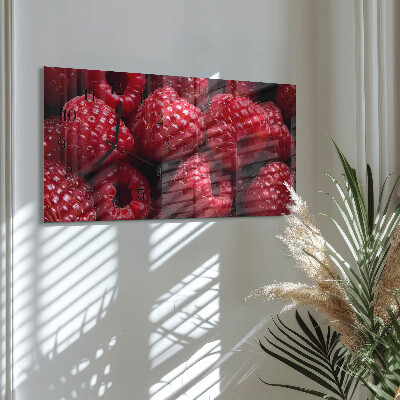 Rectangular glass clock horizontal Raspberry fruit