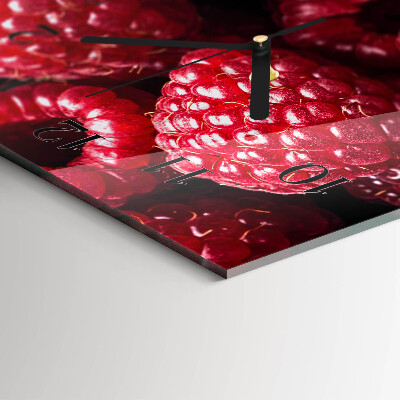 Rectangular glass clock horizontal Raspberry fruit