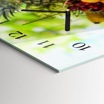 Rectangular glass clock horizontal Vegetables and fruits
