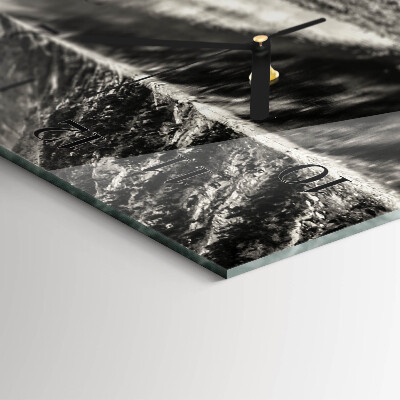 Glass wall clock horizontal Mountains in silence