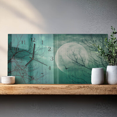Glass wall clock horizontal Silver globe