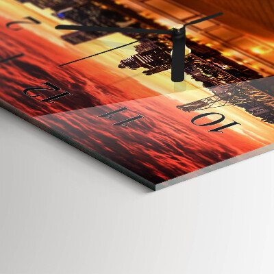 Rectangular glass clock horizontal Golden hour