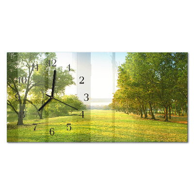 Glass wall clock horizontal Green nature