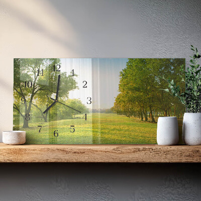 Glass wall clock horizontal Green nature