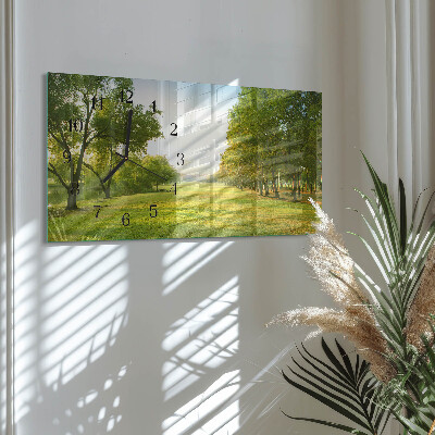 Glass wall clock horizontal Green nature