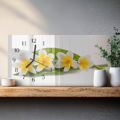 Rectangular glass clock horizontal Flowering plants