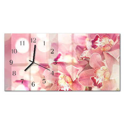 Horizontal wall clock Orchids