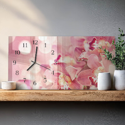 Horizontal wall clock Orchids