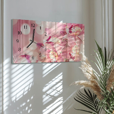 Horizontal wall clock Orchids