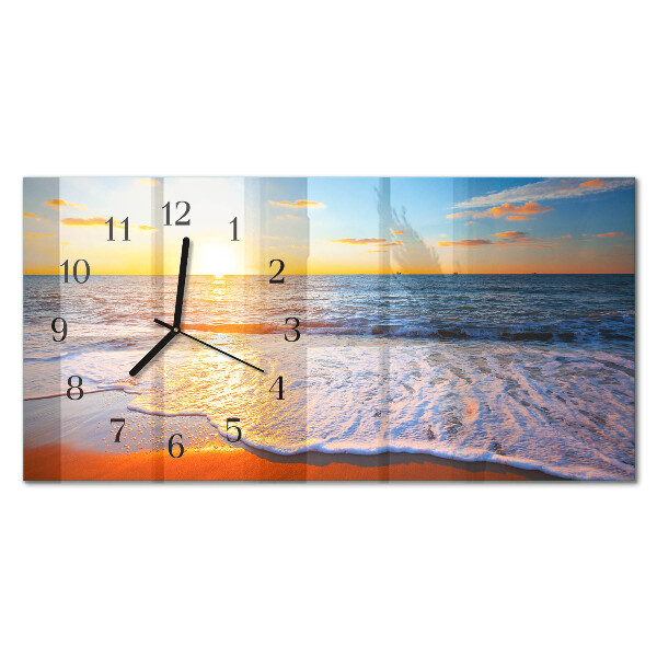 Rectangular glass clock horizontal Evening glow