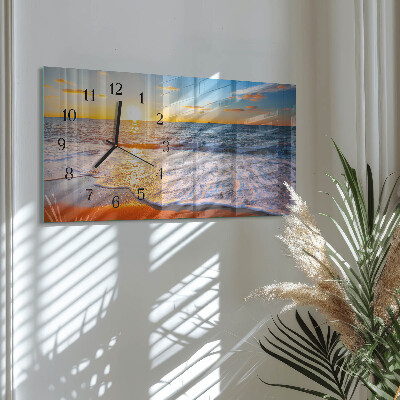 Rectangular glass clock horizontal Evening glow