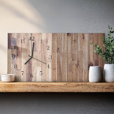 Horizontal rectangular wall clock Wooden boards
