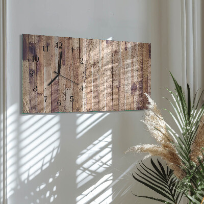 Horizontal rectangular wall clock Wooden boards