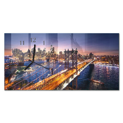 Horizontal rectangular wall clock New York