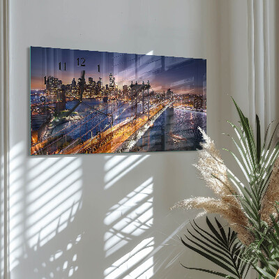 Horizontal rectangular wall clock New York